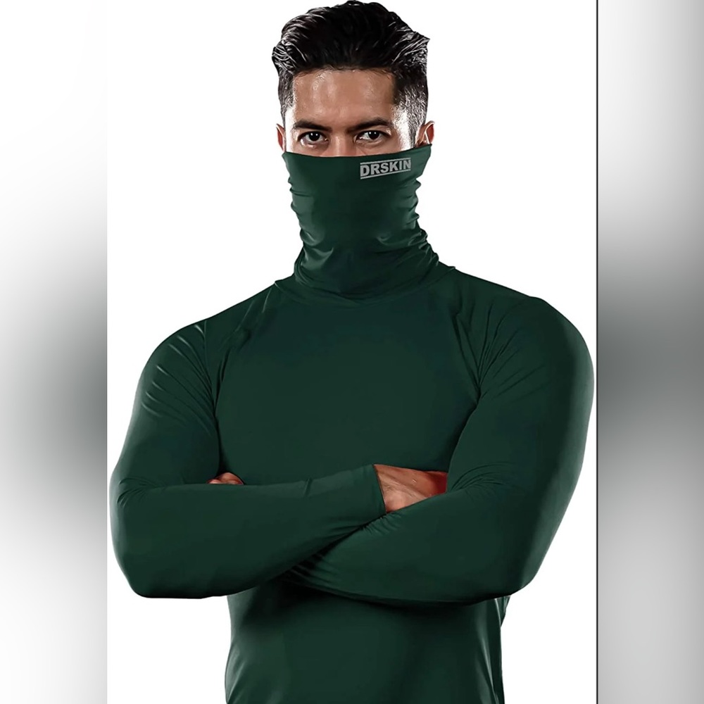 DRSKIN Men XL MASK Turtleneck Compression Shirt Long Sleeve Base layer EUC